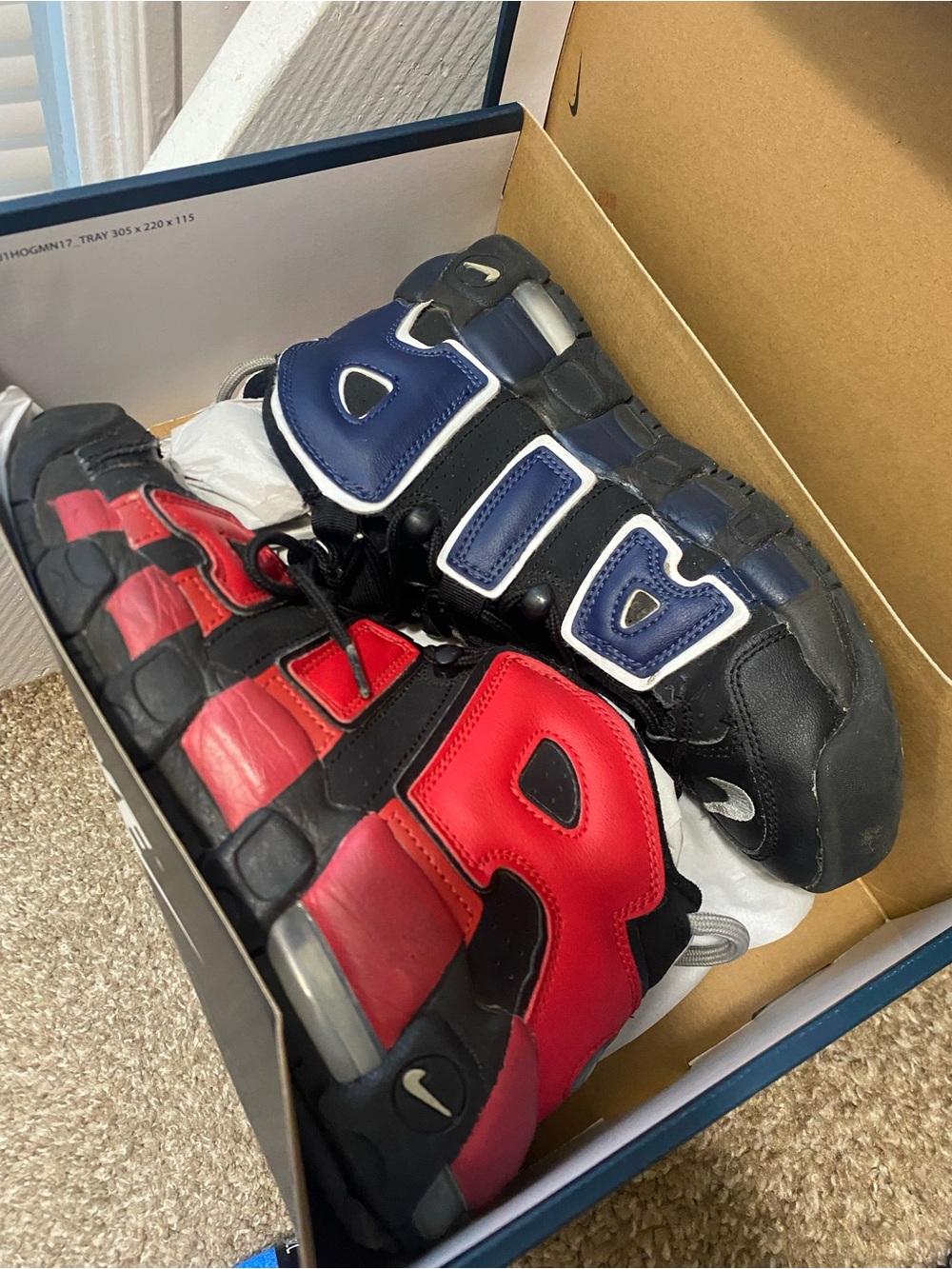 Nike Kids Air More Uptempo Sneakers - Red, Navy & Black
